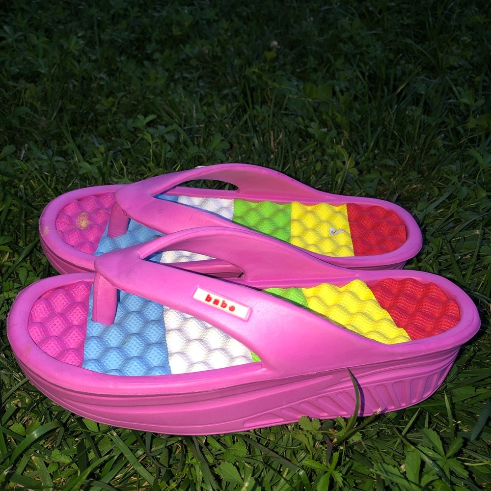 Babe Women's Beach Wedges Platform Massage Thong Slippers Flip Flops Sandals